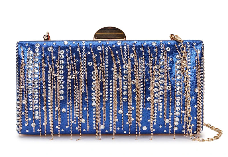 Tassel Diamond Pu Women Evening Bag Clutch Shoulder Crossbody Mini Bag