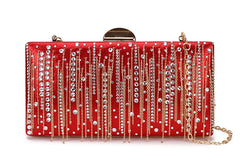 Tassel Diamond Pu Women Evening Bag Clutch Shoulder Crossbody Mini Bag