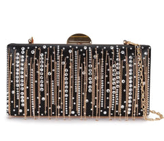Tassel Diamond Pu Women Evening Bag Clutch Shoulder Crossbody Mini Bag