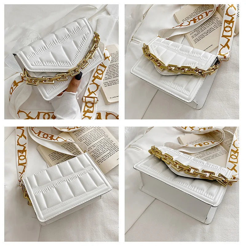 Thick Chain Shoulder Bag Crossbody Bags For Women Flap Ladies Messenger Bags