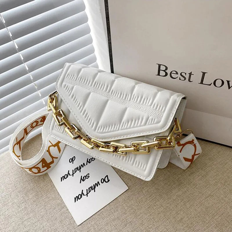 Thick Chain Shoulder Bag Crossbody Bags For Women Flap Ladies Messenger Bags