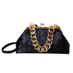 Thick Chain Handbags Buckle Shoulder Bag Weave Leather Crossbody Bags