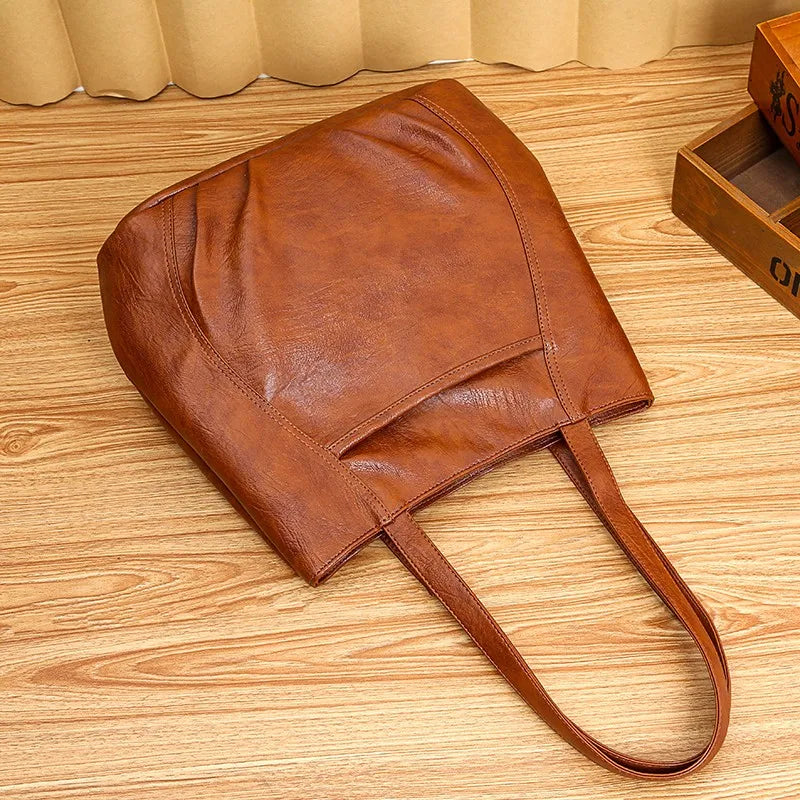 Vintage PU Leather Handbag Shoulder Tote Bags Women Large Capacity Crossbody Bag