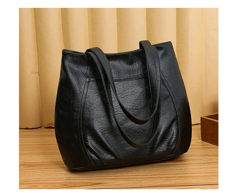 Vintage PU Leather Handbag Shoulder Tote Bags Women Large Capacity Crossbody Bag