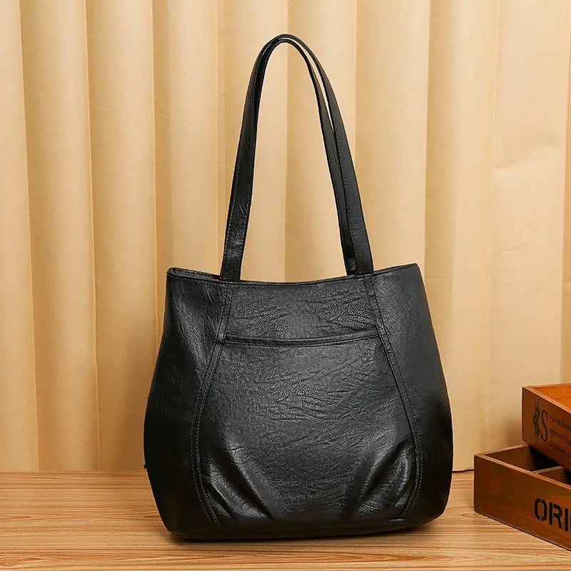 Vintage PU Leather Handbag Shoulder Tote Bags Women Large Capacity Crossbody Bag