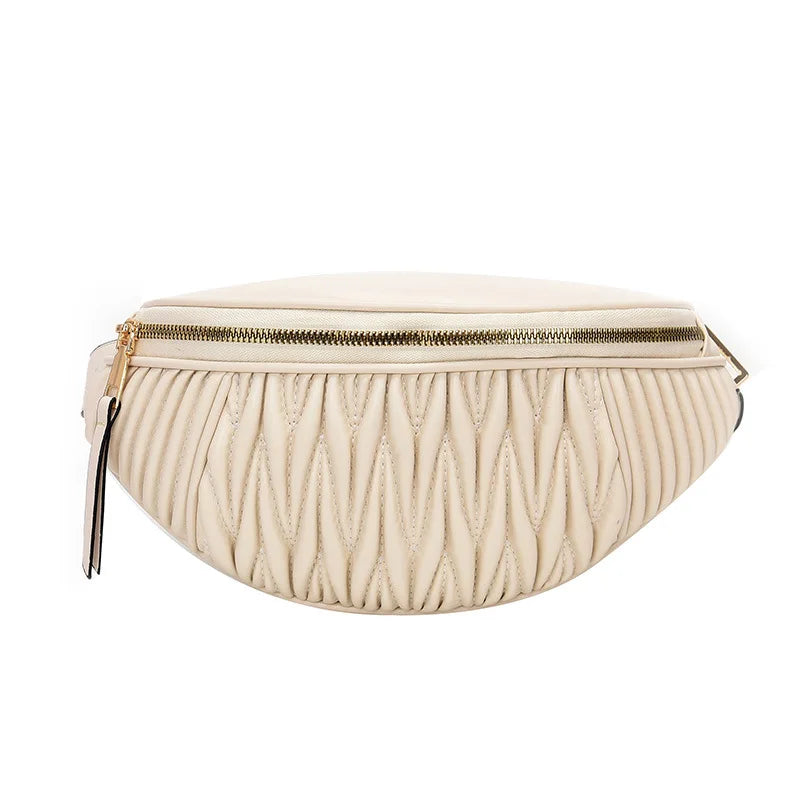 Striped Leather Chest Bag Waist Bag Cross Body Bag