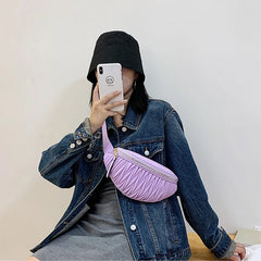 Striped Leather Chest Bag Waist Bag Cross Body Bag