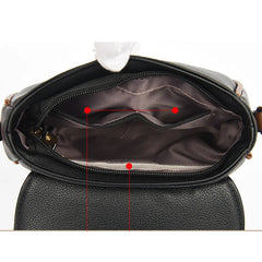 Women's Soft Leather Shoulder Bag - Casual Flip Bag Handbag