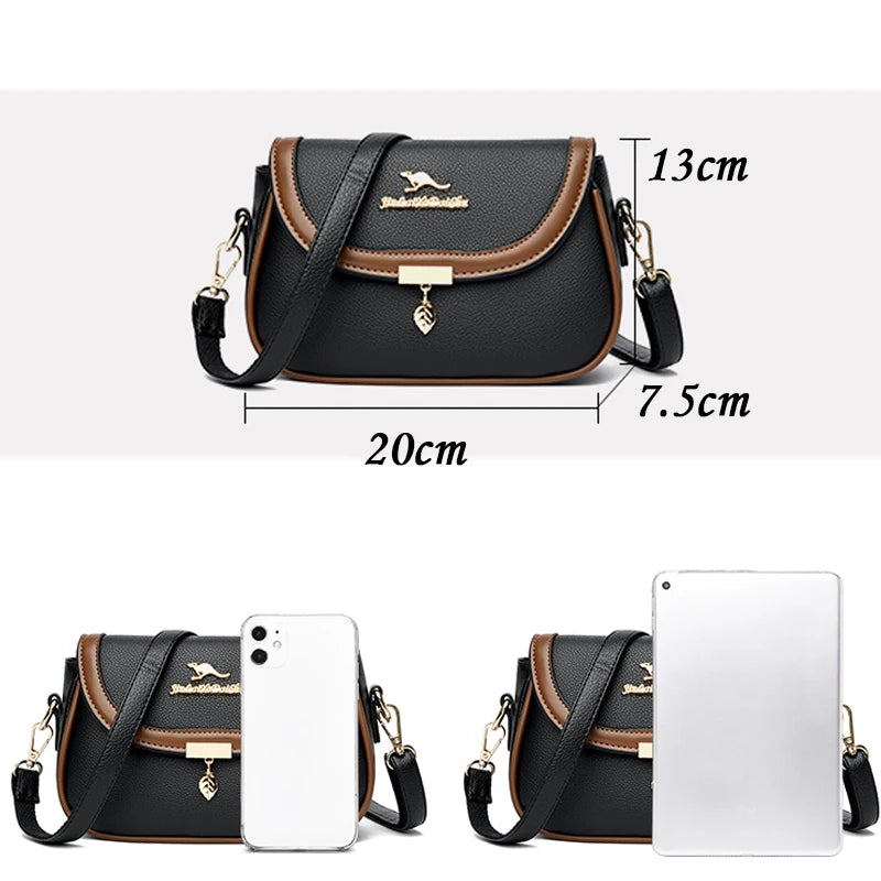 Women's Soft Leather Shoulder Bag - Casual Flip Bag Handbag