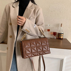 Winter Women Bag Casual Air Down Padded Handbag Metal Chain Women Shoulder Bag