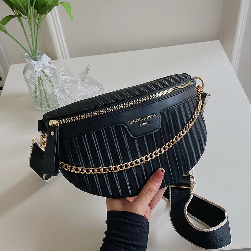 Leather Waist Bag Crossbody Shoulder Chest Pack for Women