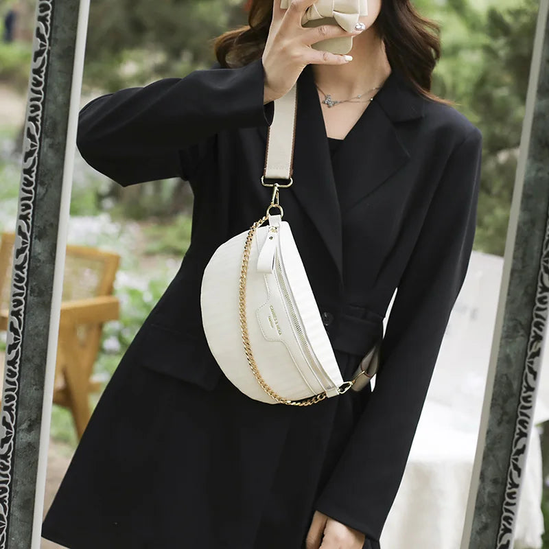 Leather Waist Bag Crossbody Shoulder Chest Pack for Women