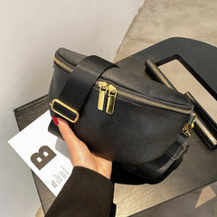 Soft Leather Vintage Woman Chest Crossbody Bag