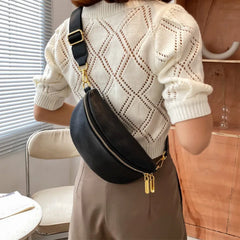 Soft Leather Vintage Woman Chest Crossbody Bag