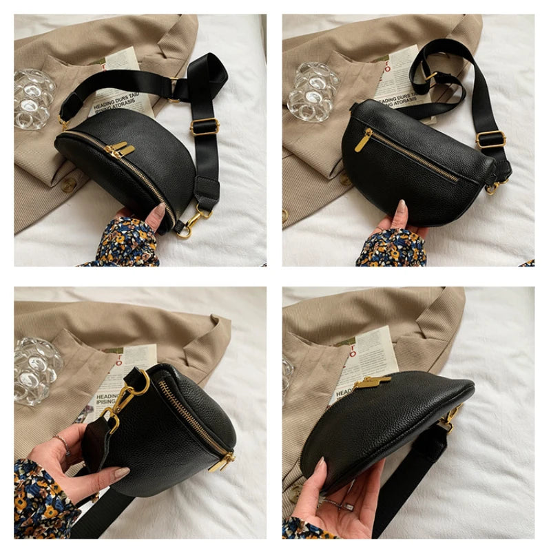 Soft Leather Vintage Woman Chest Crossbody Bag