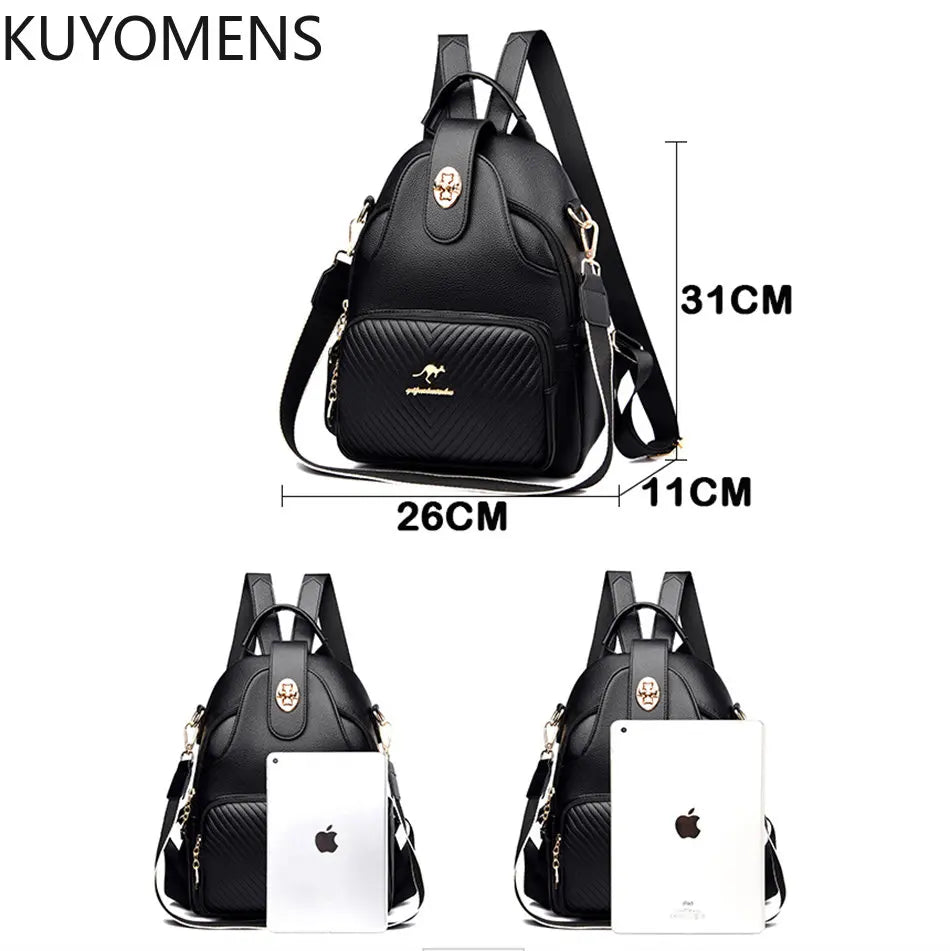 Soft Leather Women Backpacks Purses Shoulder Bags Rucksack for Girls