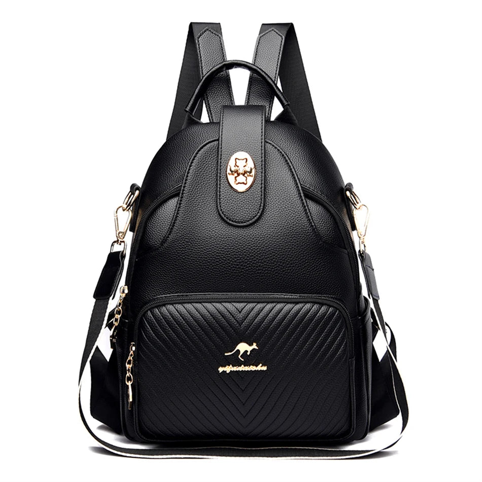 Soft Leather Women Backpacks Purses Shoulder Bags Rucksack for Girls