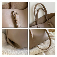 Vintage Leather Women Handbag Chain Travel Crossbody Shoulder Bag Set