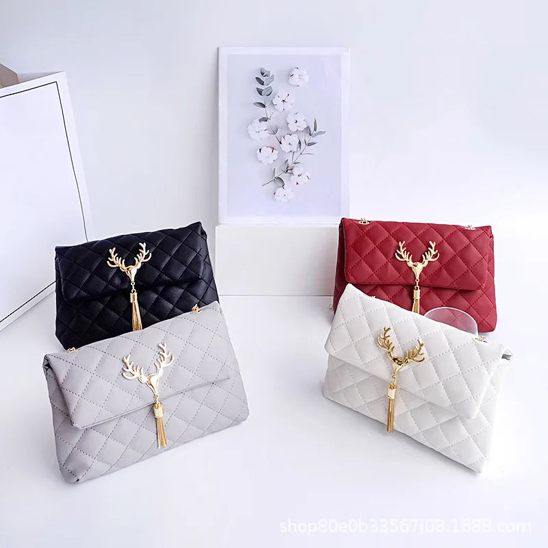 Tassel Embroidery Handbags Leather Women Crossbody Messenger Bags