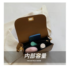 Women PU Leather Crossbody Bag Lock Flap Messenger Bag