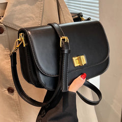 Women PU Leather Crossbody Bag Lock Flap Messenger Bag