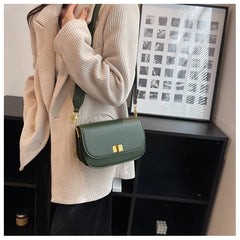 Women PU Leather Crossbody Bag Lock Flap Messenger Bag