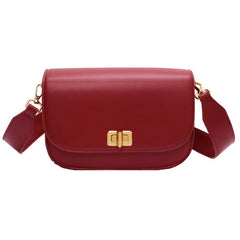 Women PU Leather Crossbody Bag Lock Flap Messenger Bag
