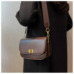 Women PU Leather Crossbody Bag Lock Flap Messenger Bag