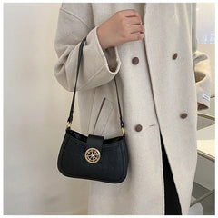 Plaid Quilted Crossbody Bag Lock Half Moon Messenger Bag for Women