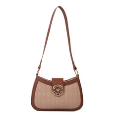 Plaid Quilted Crossbody Bag Lock Half Moon Messenger Bag for Women