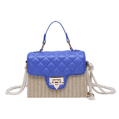 Women Straw Crossbody Bag Lock Flap Messenger Bag For Women Versatile