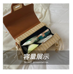 Women Straw Crossbody Bag Lock Flap Messenger Bag For Women Versatile