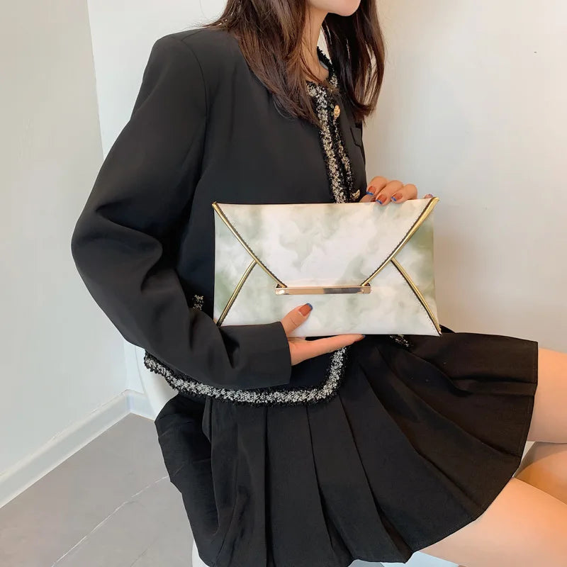 Women Envelope Clutch PU Leather Large Capacity Phone Pouch Party Bag