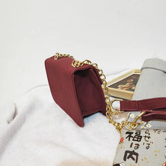 Vintage Burgundy Nubuck Leather Women Shoulder Bag