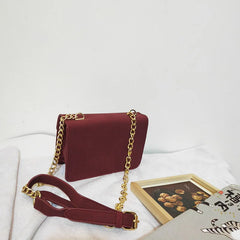 Vintage Burgundy Nubuck Leather Women Shoulder Bag