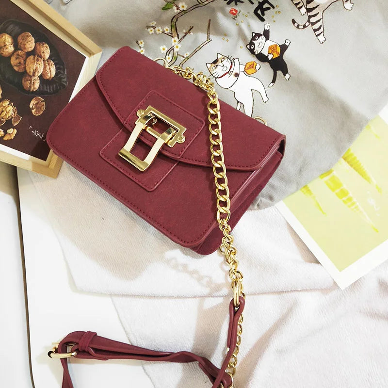 Vintage Burgundy Nubuck Leather Women Shoulder Bag