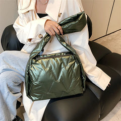Women Down Shoulder Messenger Bag Winter Padded Space Handbag