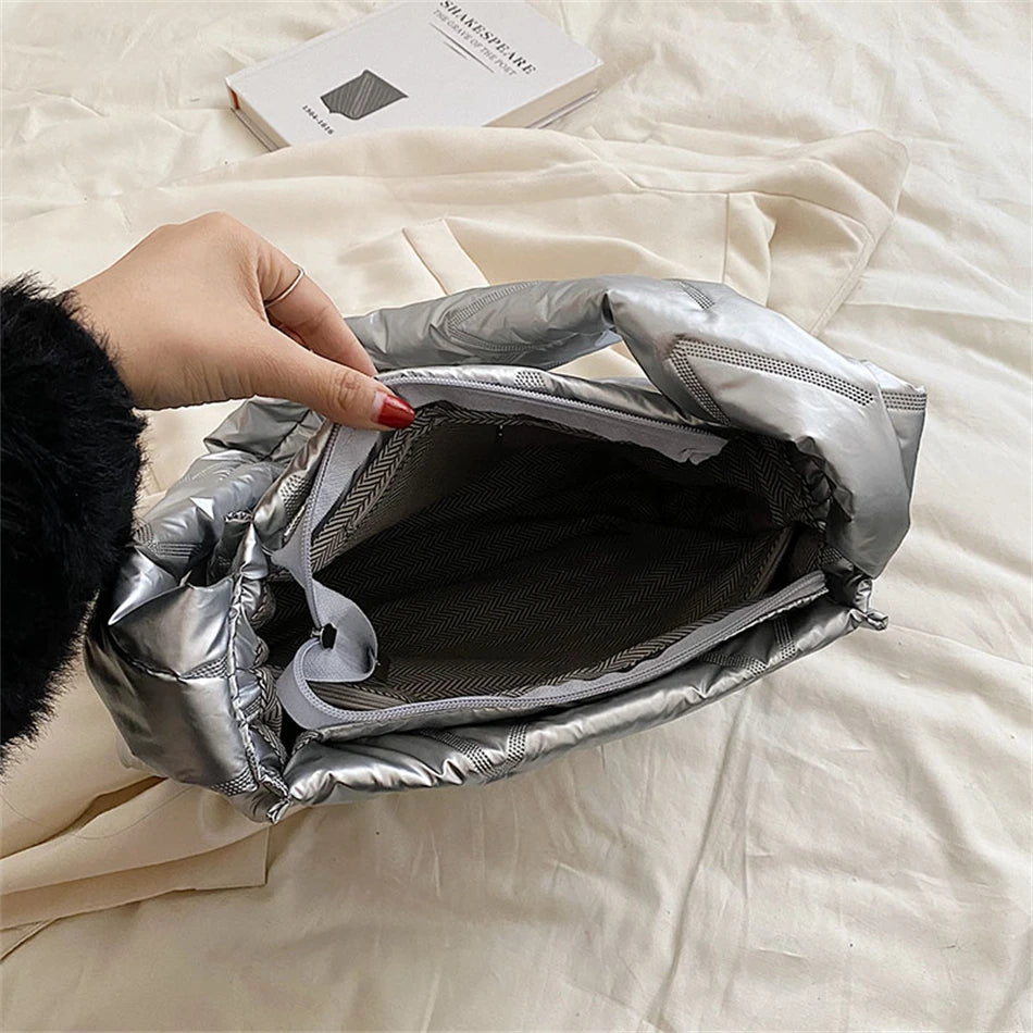 Women Down Shoulder Messenger Bag Winter Padded Space Handbag