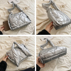 Women Down Shoulder Messenger Bag Winter Padded Space Handbag
