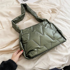 Women Down Shoulder Messenger Bag Winter Padded Space Handbag