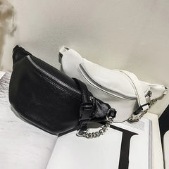 Women Fanny Pack PU Leather Zipper Travel Waist Bag Party Purse Belt Bag