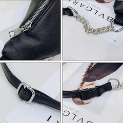 Women Fanny Pack PU Leather Zipper Travel Waist Bag Party Purse Belt Bag