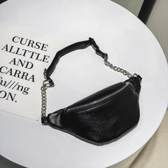 Women Fanny Pack PU Leather Zipper Travel Waist Bag Party Purse Belt Bag