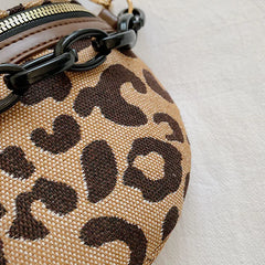 Leopard Print Fanny Pack for Women, Crossbody Chest Bag, Half Moon Waist Pack