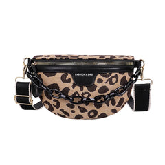 Leopard Print Fanny Pack for Women, Crossbody Chest Bag, Half Moon Waist Pack
