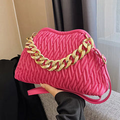 Women Fold Cloud Armpit Evening Clutch Green Silver Messenger Bags