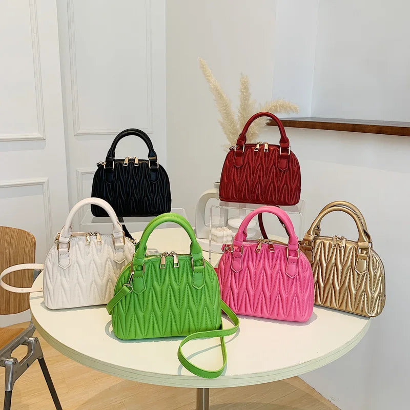 Embroidery Leather Shoulder Bags Purse Crossbody Shell Bag