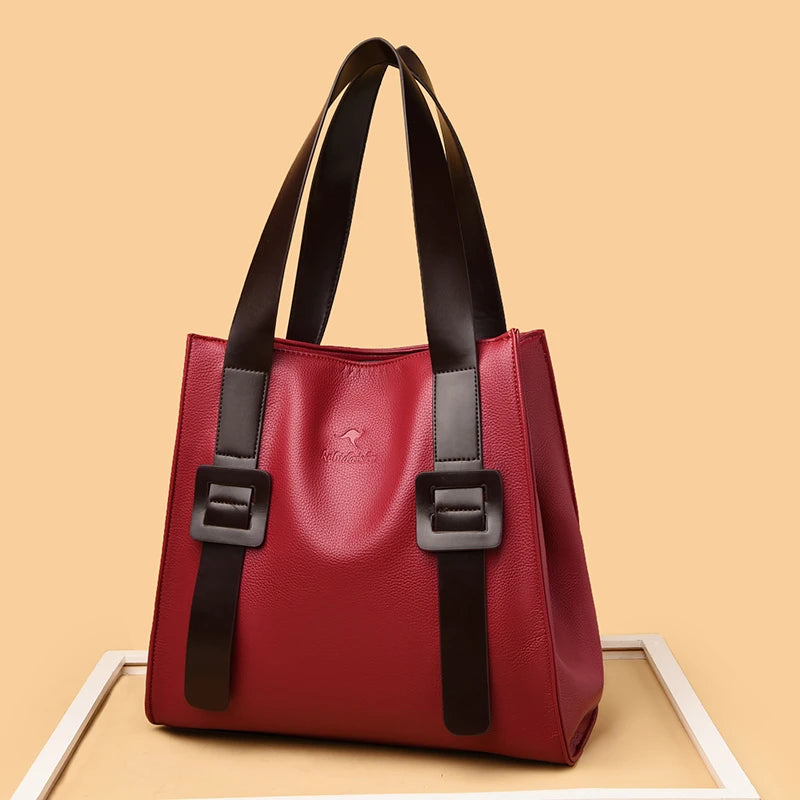 Women Leather Handbag Shoulder Crossbody Bag Large Capacity Tote Bag