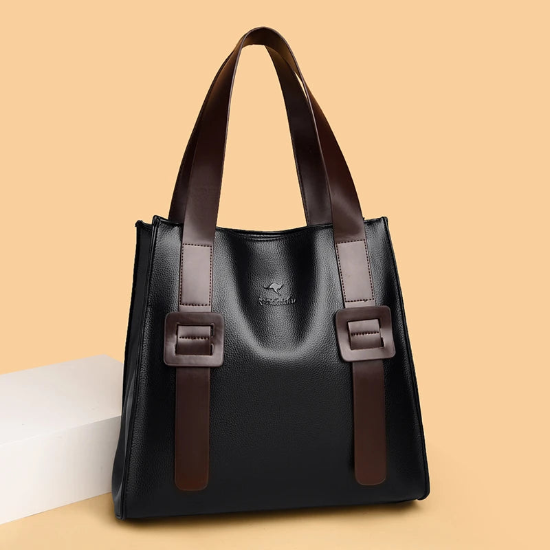 Women Leather Handbag Shoulder Crossbody Bag Large Capacity Tote Bag