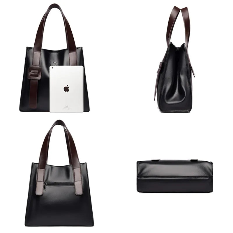 Women Leather Handbag Shoulder Crossbody Bag Large Capacity Tote Bag